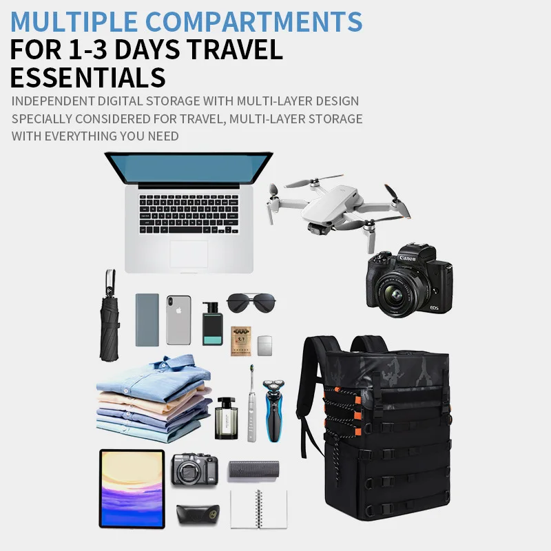 Bolsa de viaje, bolsa para ropa de trabajo al aire libre, mochila de almacenamiento multifuncional de gran capacidad, bolsa para pesca, camping y senderismo - imagen 4