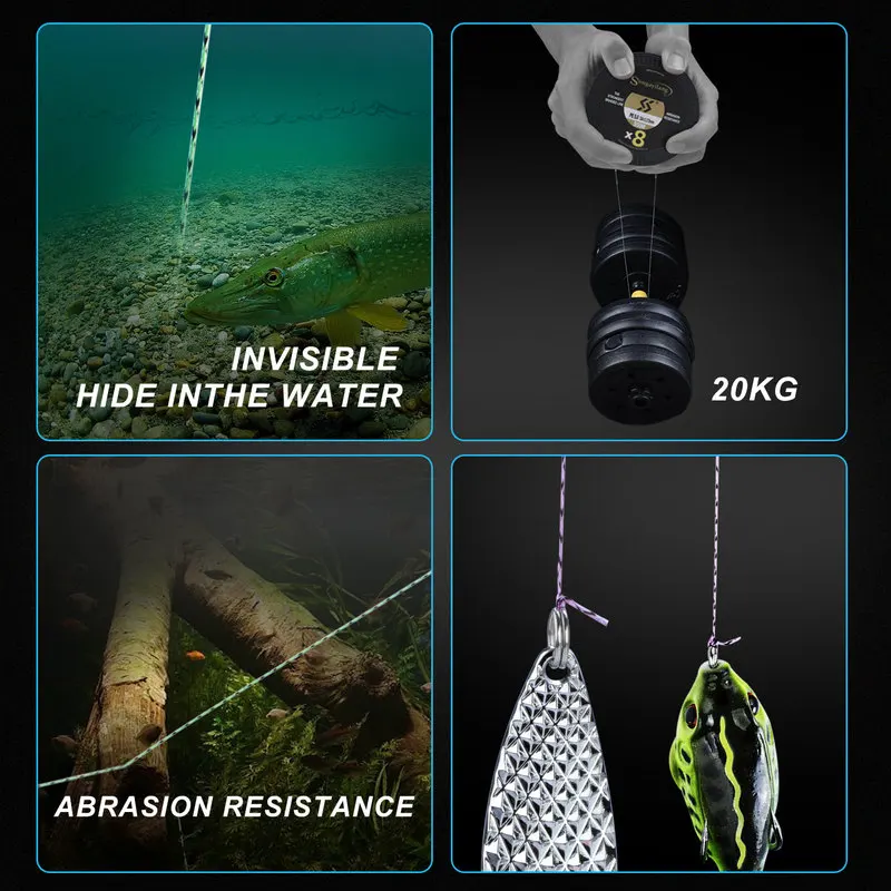 Línea de Pesca de PE trenzada Sougayilang X8, 150M, 350M, 550M, línea de Pesca fuerte, multifilamento moteado, línea de Pesca duradera - imagen 5