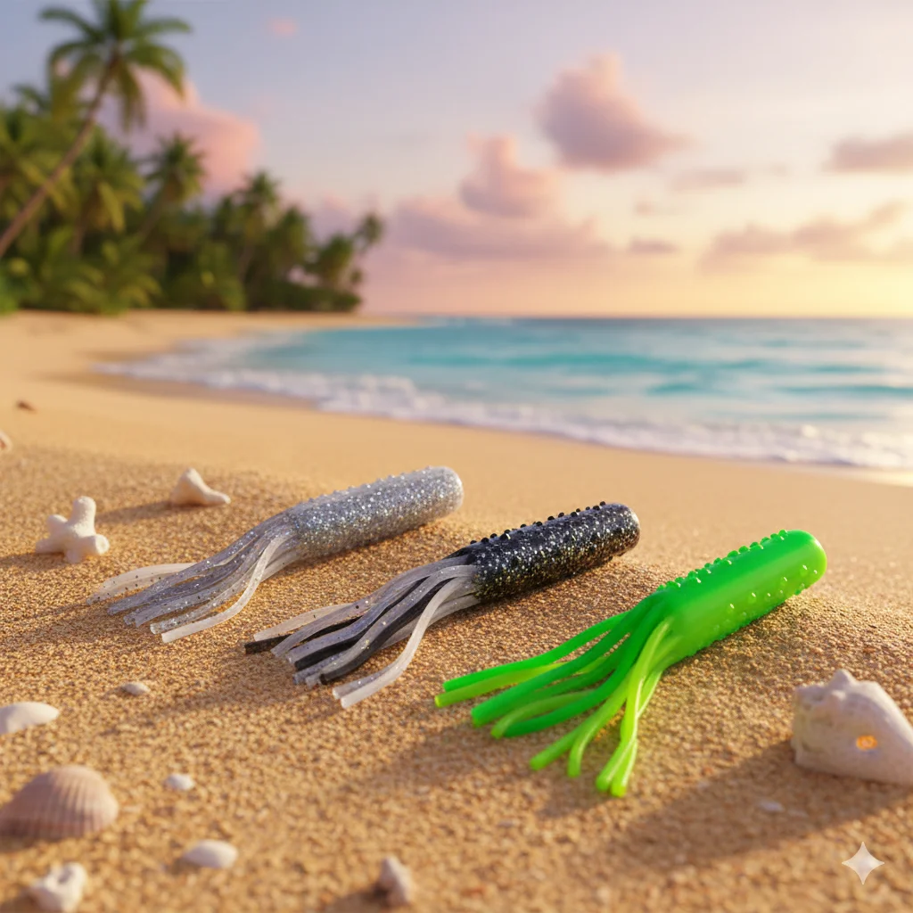 Señuelos de tubo de plástico suave, 10 Uds., 7cm, 3,3g, cebo con falda, brillo multicolor para lubina, Lucio, Pesca de agua dulce y salada - imagen 2