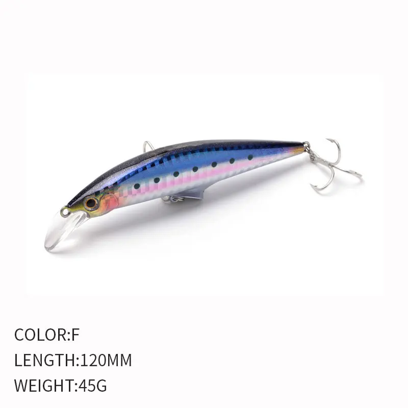 Señuelo de pesca de pececillo hundido para buzo profundo, 120mm, 45g, cebo Artificial duro láser, ojos 3D, Wobblers de pesca, Crankbait Minnows - imagen 3