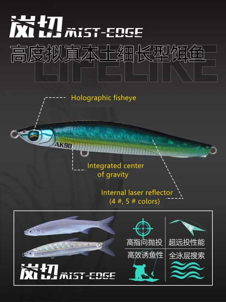 Lanqie-señuelo de pesca AKFS 60/80/90 de largo alcance, cebo duro de lubina Artificial, 6/15/19g, novedad - imagen 3