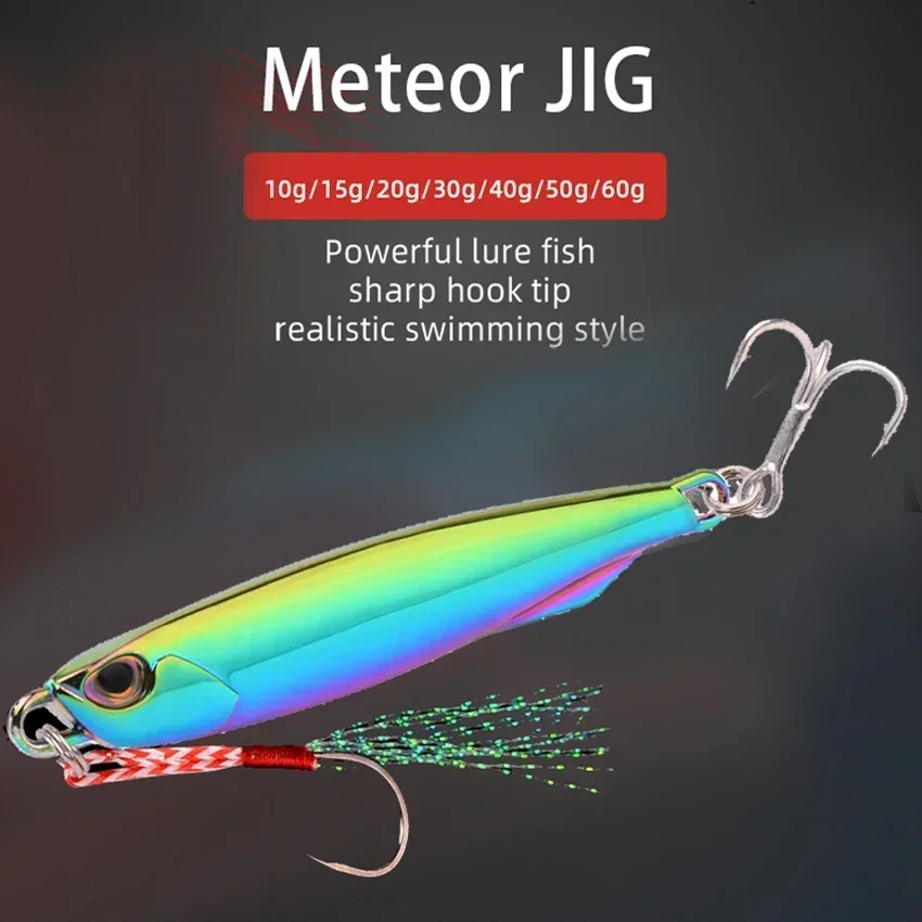 8 Uds. Cuchara de plantilla fundida de Metal, 10g, 15g, 20g, 30g, 40g, 60g, 80g, señuelos con anzuelo de fundición, Jigging Fish, señuelo de pesca de lubina, cebo Artificial - imagen 4