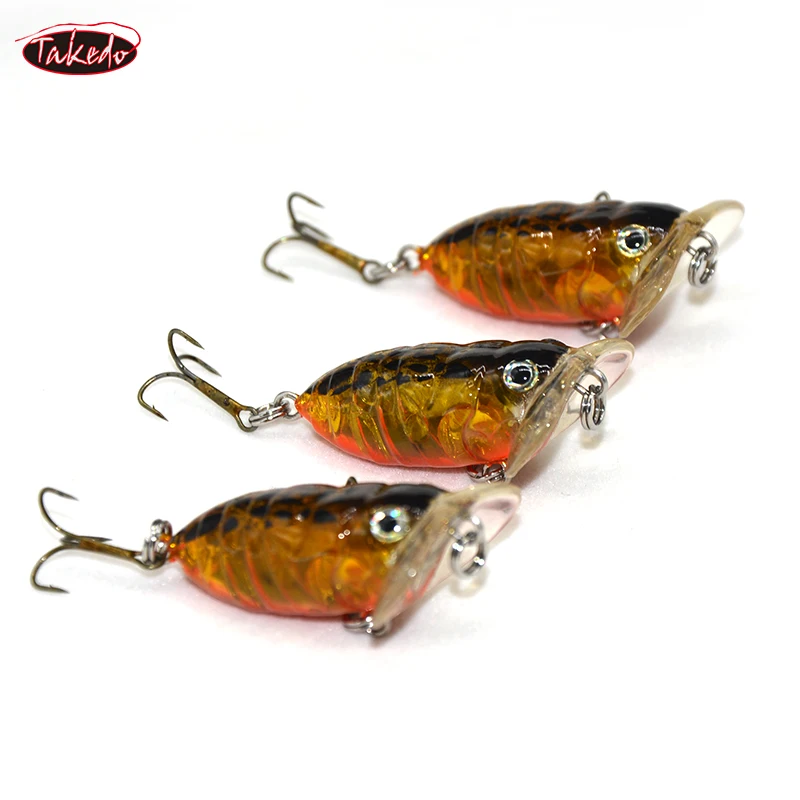 TAKEDO-Cebo de pesca artificial, cebo de arrastre Topwater, señuelo de cigarra, Popper señuelo, cebo de manivela, Wobblers para Lucio, 40mm, 4G