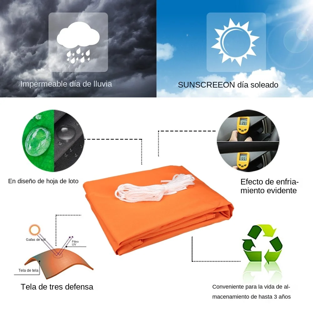 Toldo impermeable de 3/5/6M, parasol naranja, vela parasol para jardín al aire libre, playa, Camping, Patio, piscina, toldo para el sol, tienda, refugios solares - imagen 5