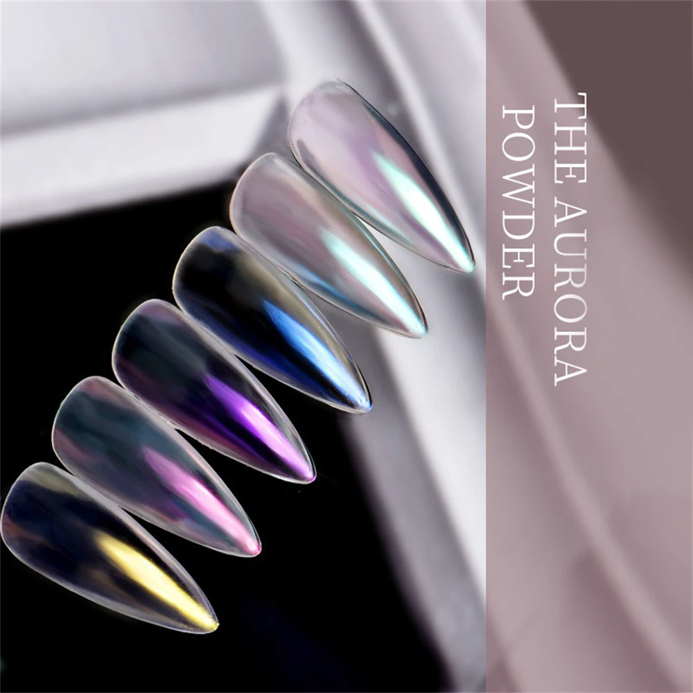 Polvo de espejo mágico de 6 colores, purpurina de uñas de hada Aurora, polvo de purpurina Rosa transparente, accesorios para uñas DIY - imagen 3
