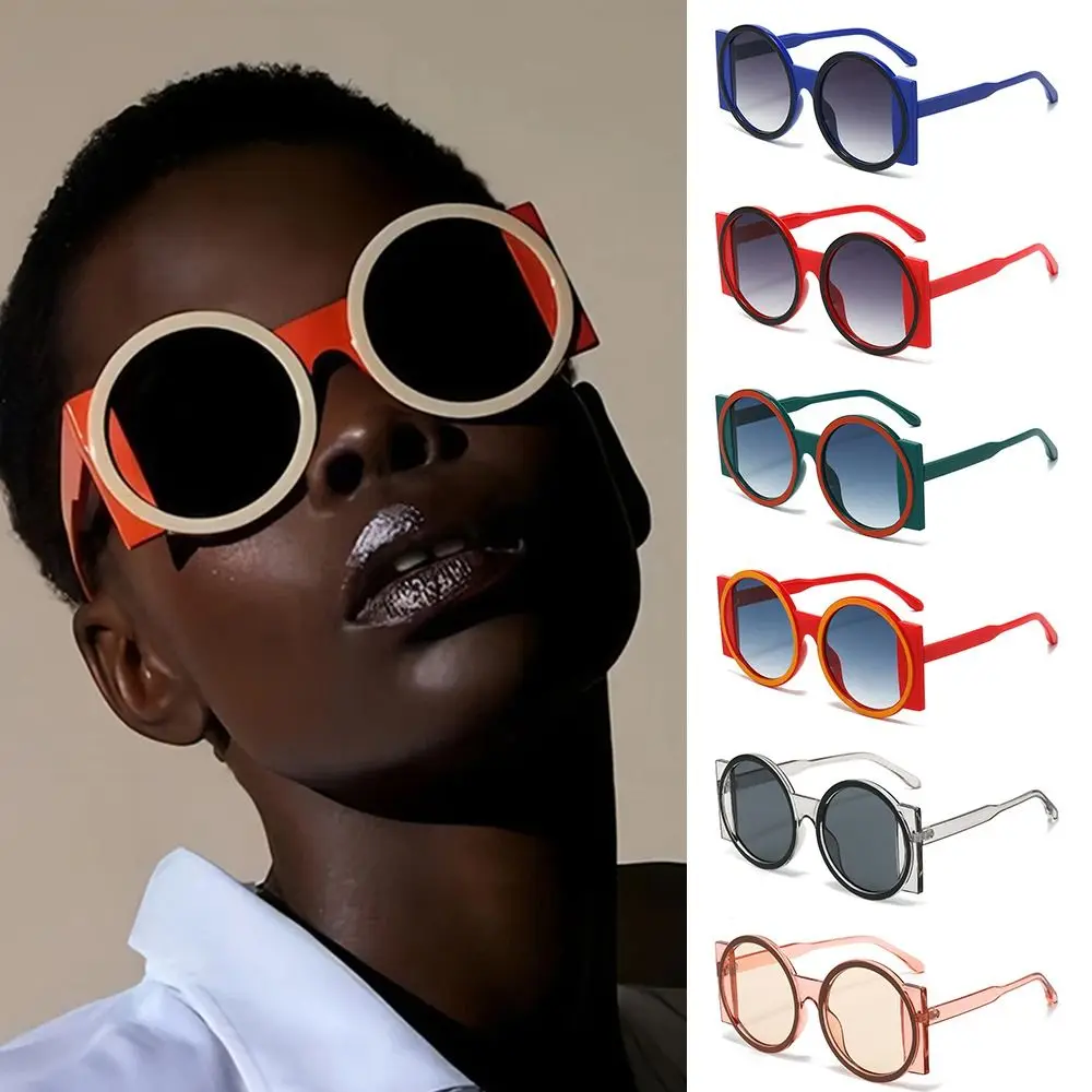 Gafas de sol redondas de gran tamaño a la moda UV400 Gafas de sol con degradado único Sombras de color en contraste para mujeres y hombres - imagen 4
