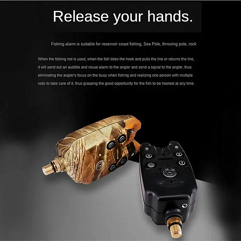 DEUKIO 2 LED resistente al agua tono ajustable sensibilidad de volumen alerta de sonido alarma de mordedura de pesca para accesorios de caña de pescar - imagen 3