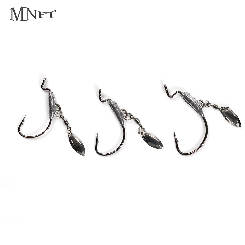 6 uds Underspin Swimbait gancho con Twistlock, anzuelos de manivela ponderados con cuchillas giratorias plateadas para Señuelos de Pesca blandos