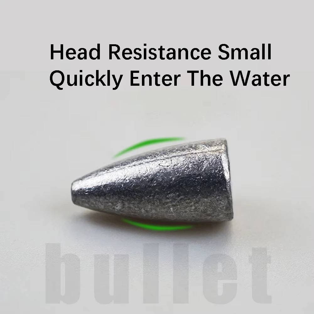 10 piezas de equipo de pesca de plomo, 2/3, 5/5/7/10/14/20g, cabeza de bala, caña de pescar de plomo, conjunto de equipo de pesca de agua dulce - imagen 3