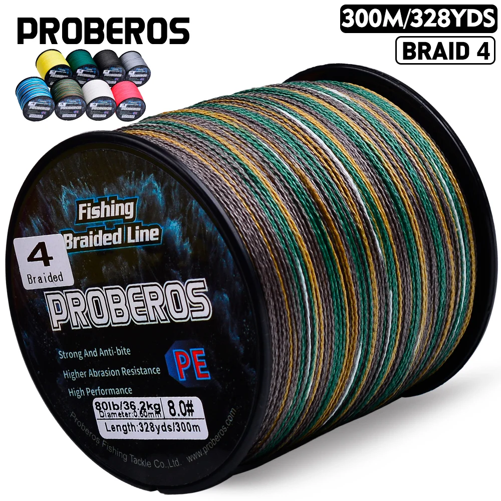 PROBEROS-sedal de pesca trenzado de 300M, multifilamento, PE, 4 soportes, 6-80lb, equipo de pesca, venta al por mayor - imagen 3