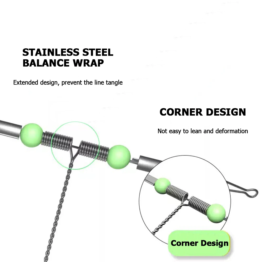 FishTrip-anzuelo de equilibrio de alambre de acero, aparejo de línea líder de pesca con broches, cuentas luminosas, accesorios de pesca de agua salada, 5 uds. - imagen 2