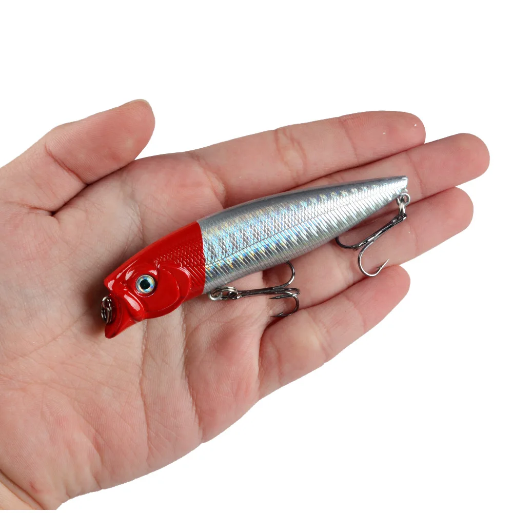 Señuelos de Pesca Popper, 1 piezas, 9,5 cm, 11,5g, ojos 3d, Crankbait, Wobblers, aparejos Isca, cebo de superficie Artificial - imagen 4