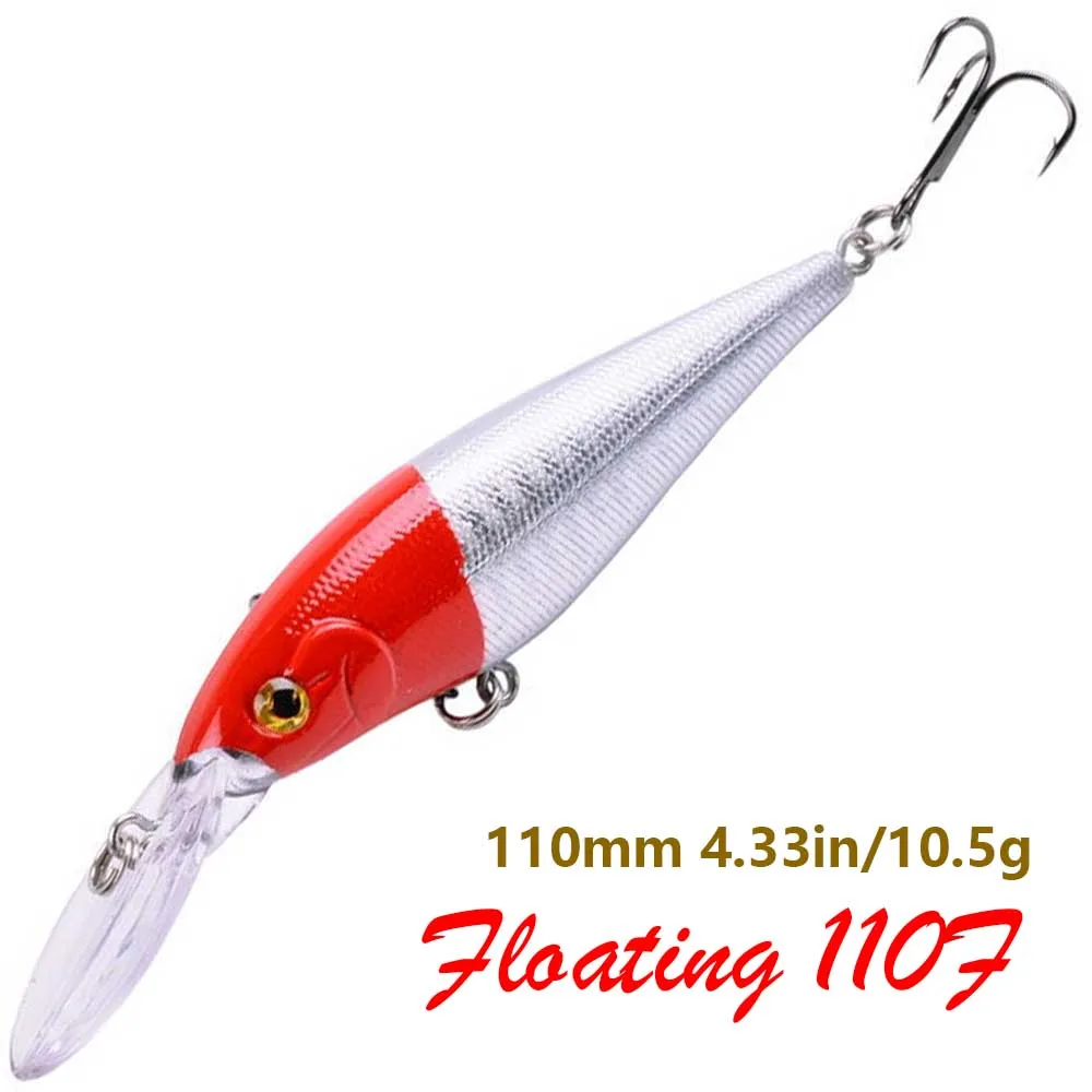 Señuelo flotante de pececillo Wobblers, 110mm, 10,5g, para Pesca, buceo, profundidad de 0,5-1,5 m, cebo duro, aparejos de Pesca, 1 ud. - imagen 5