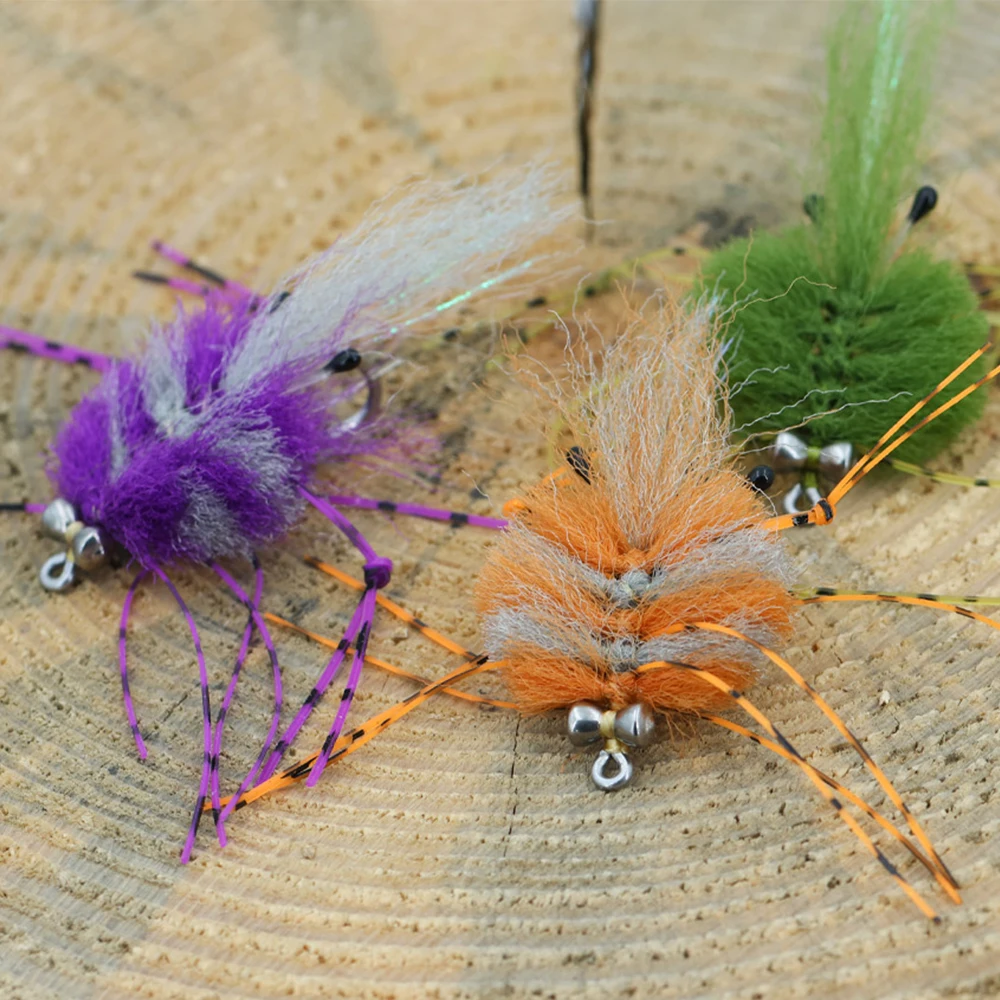 Wifreo # 2/0 cangrejo camarón mosca mancuernas ojos gancho de acero inoxidable cuerpo de fibra EP pesca con agua de mar patrones de mosca permiso Bonefish señuelo - imagen 3