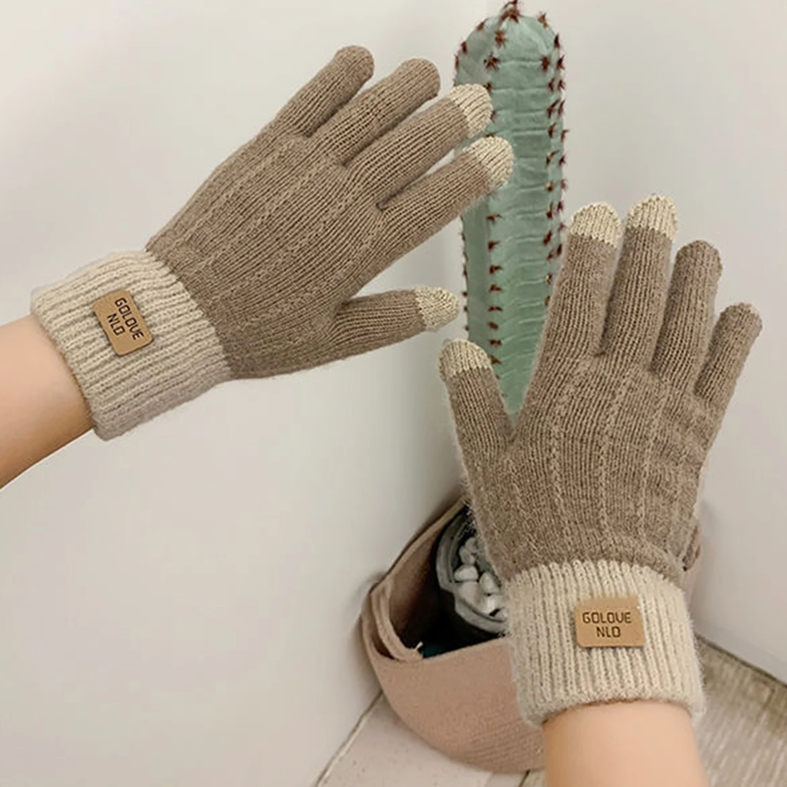 Guantes de pesca de invierno, guantes de punto de felpa gruesos para hombres y mujeres, ciclismo al aire libre, pesca, Camping, senderismo, manoplas cálidas - imagen 2