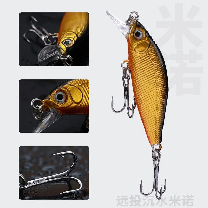 Señuelo de pesca de pececillos, 1 piezas, 53mm, 3g, ojos 3D, Crankbait Wobbler, cebo duro de plástico Artificial, aparejos de pesca - imagen 2