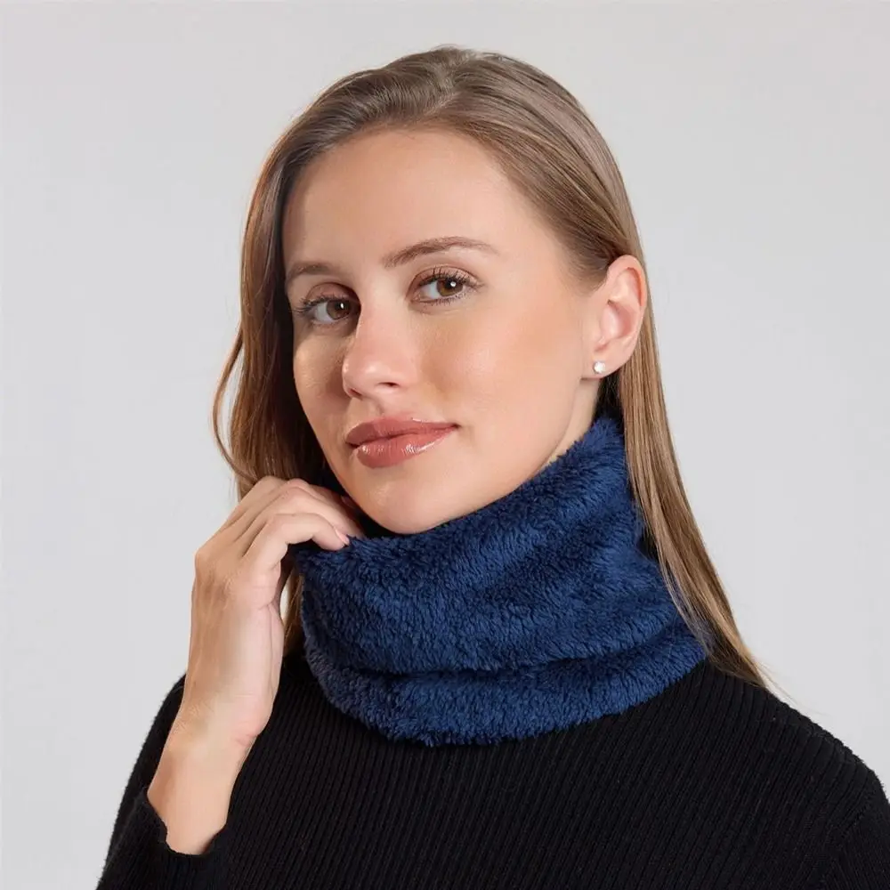 Modieuze pluche nekbeschermer, warm houden, effen kleur, koudebestendige kraag, halfgelaatsmasker voor buiten kamperen - imagen 3