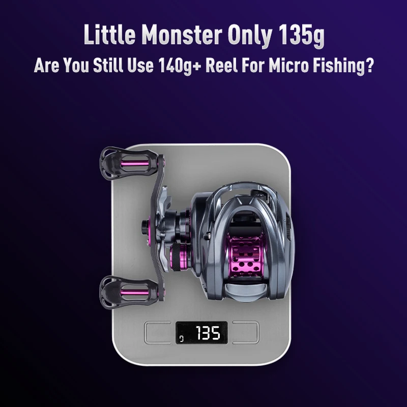 Carrete de pesca Kingdom Micro Monster Baitcasting fibra de carbono ultraligero 7,1: 1 8,1: 1 relación de engranaje 8 + 1 BB aparejos de carretes de pesca - imagen 4