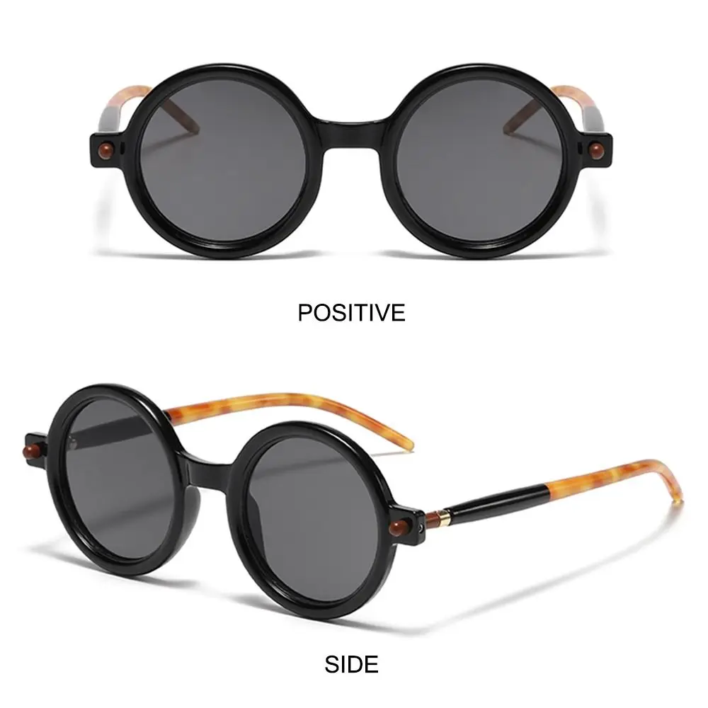 Gafas de sol literarias con montura redonda para mujer, lentes de sol Punk, ropa de calle de moda, sombras de Hip Hop para hombres, gafas planas versátiles - imagen 3