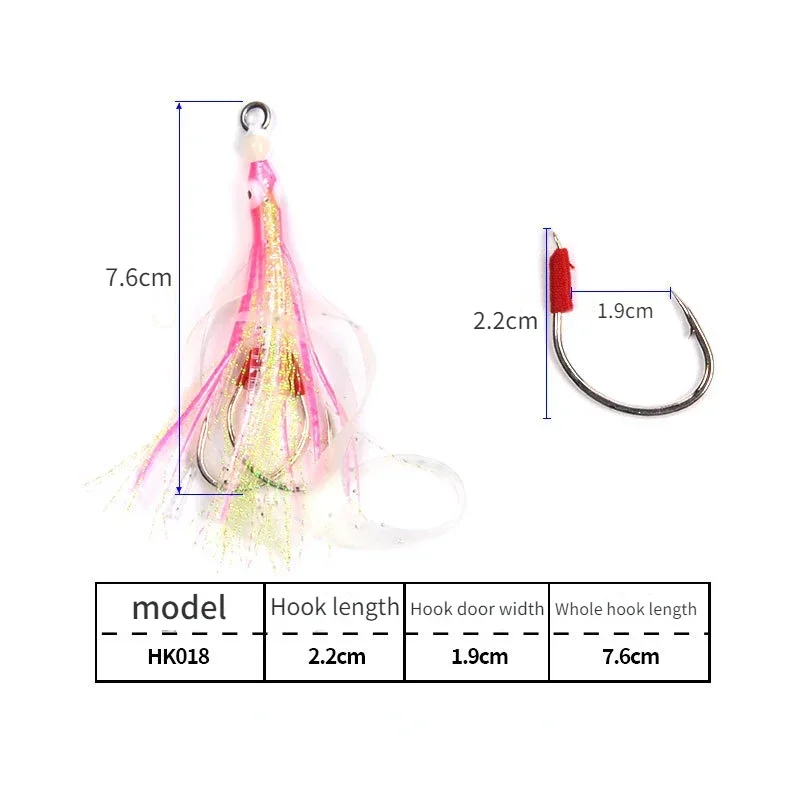 Cebo de falda de calamar de silicona suave, anzuelo de ayuda de Jigging lento, plantilla luminosa para curricán, señuelo de agua salada, accesorios de pesca de aguas profundas - imagen 2