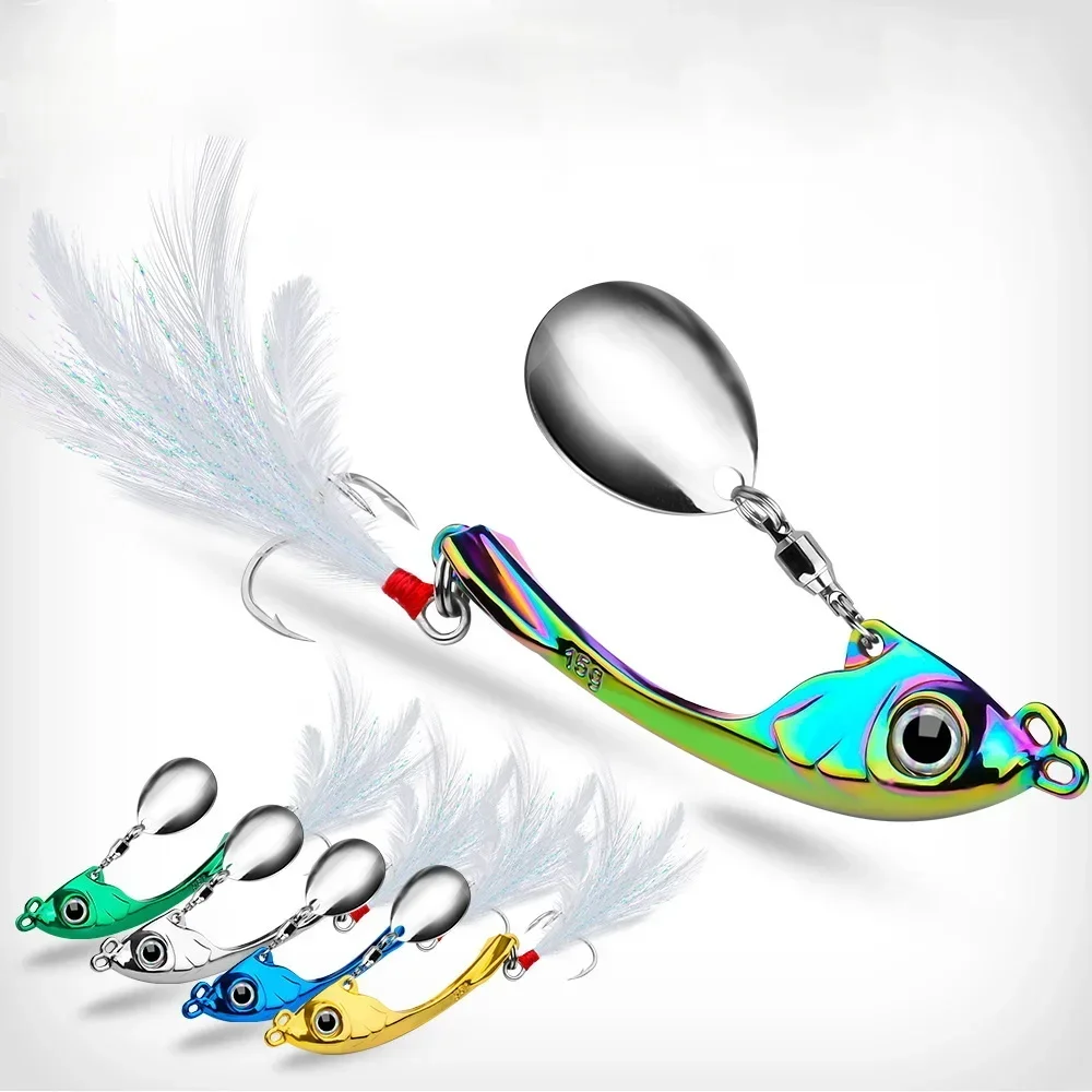 Cebo giratorio 7g 10g 15g Metal Vib señuelo de Pesca Trolling cuchara giratoria Wobbler hundimiento cebo duro con lentejuelas Pesca para Lucio - imagen 4