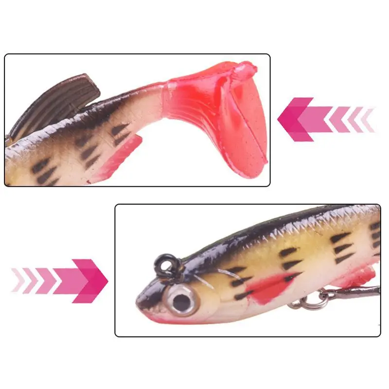 5 unids/lote anzuelo de silicona suave juego de cebo Swimbait 7,5 cm 12g Wobblers de pesca cebos de goma artificiales para Lucio señuelo de lubina aparejos - imagen 3