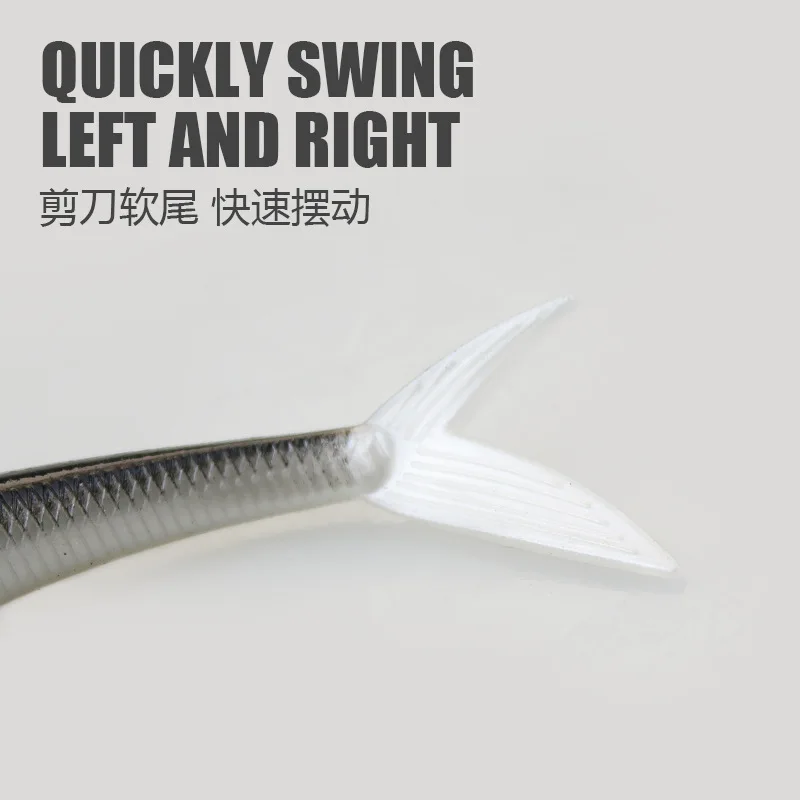 MUKUN TPR 2 uds flotante caída tiro cebo suave señuelo de pesca 120mm forma de V cola dividida Swimbait gusano Topwater 9g - imagen 5