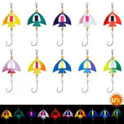 5/10 Uds Spinner señuelo de pesca forma de pez volador revestimiento UV cebo duro luminoso 360 °   Spinnerbaits giratorios para Lucio de trucha bajo