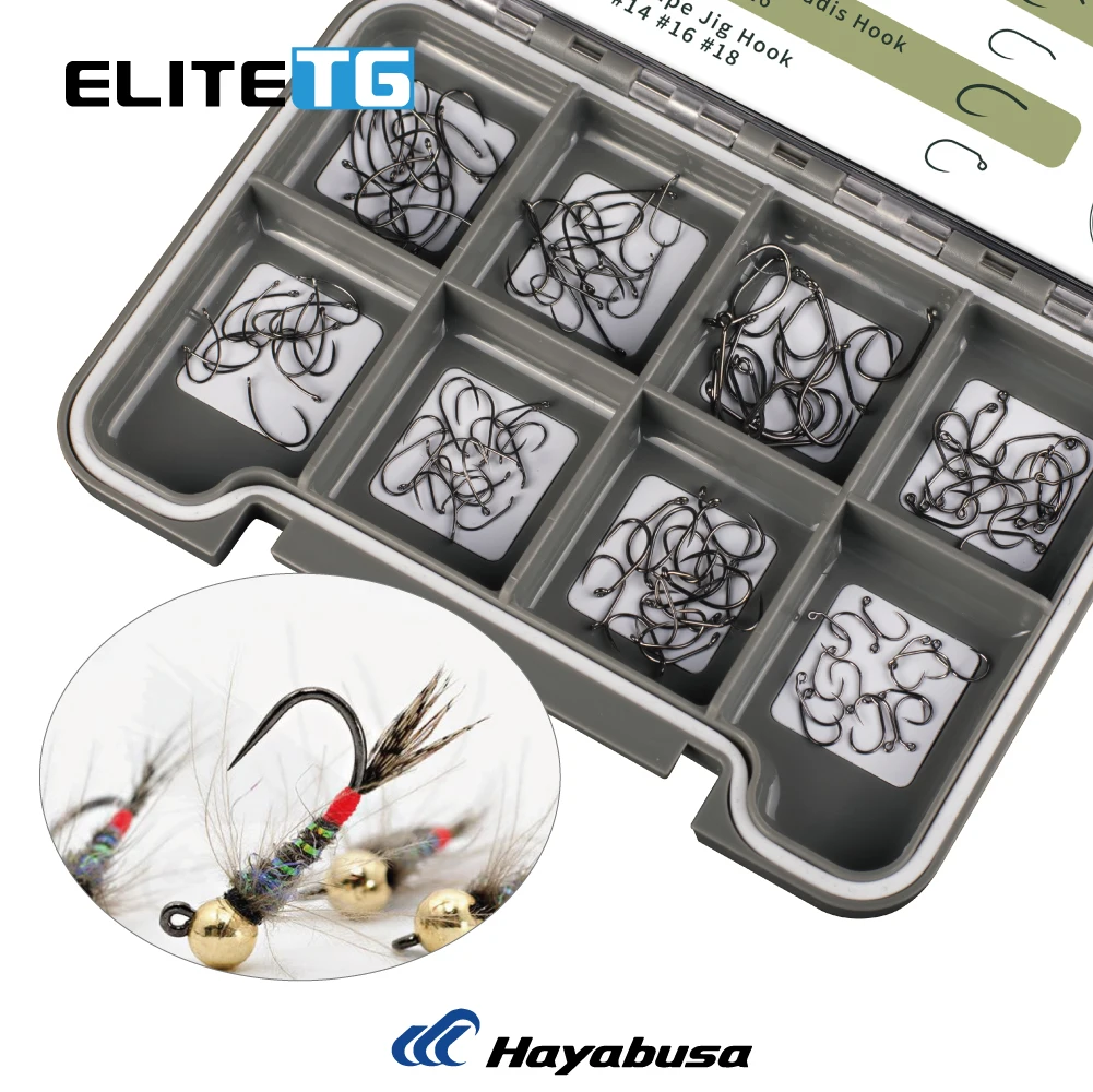 Elite-Juego de anzuelos para pesca con mosca, Set de anzuelos para pescar con mosca seca, ninfa, camarón, húmedos Caddis, cajas de anzuelos para moscas Barbless, TG 160 piezas, #10 #12 #14 #16 #18 - imagen 4