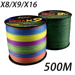 JOF-sedal de pesca de PE trenzado resistente a la abrasión, 8 hebras, 9 hebras, 16 hebras, súper fuerte, antimordida, 18-200LB, herramientas de pesca de 500M