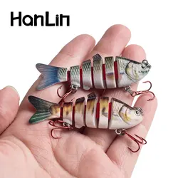 Hanlin-Mini señuelo de pesca de 60mm/2,36 pulgadas, cebos multiarticulados, Swimbait que se hunden, Wobblers, Swimbait duro Artificial para aparejos de lubina
