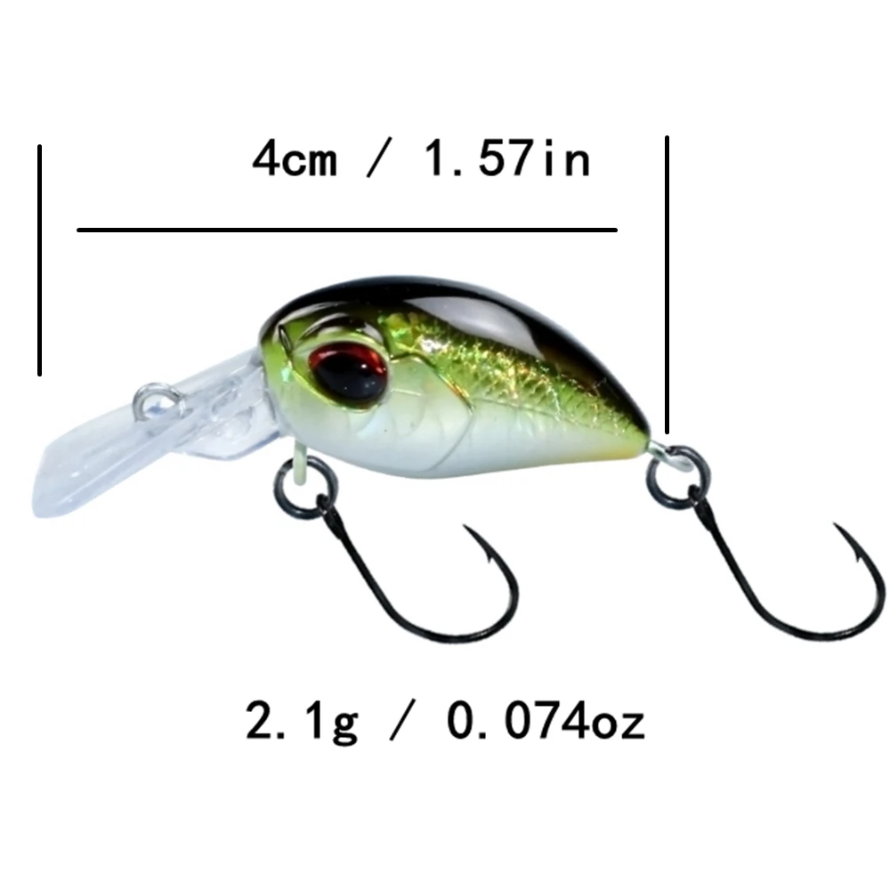 AOCLU Manivela de cebo para pececillos que se hunde, sonajero con bolas móviles, cabeza de pez dorado, anzuelo costero para lubina, buceo profundo, 40 mm, 2,1 g - imagen 2