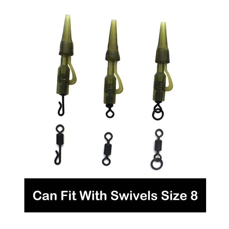 Juego de 20 Clips de plomo de seguridad para pesca de carpa con mangas de goma de cola, se pueden caber con giratorios, tamaño 8, accesorios para aparejos de pesca de carpa - imagen 3