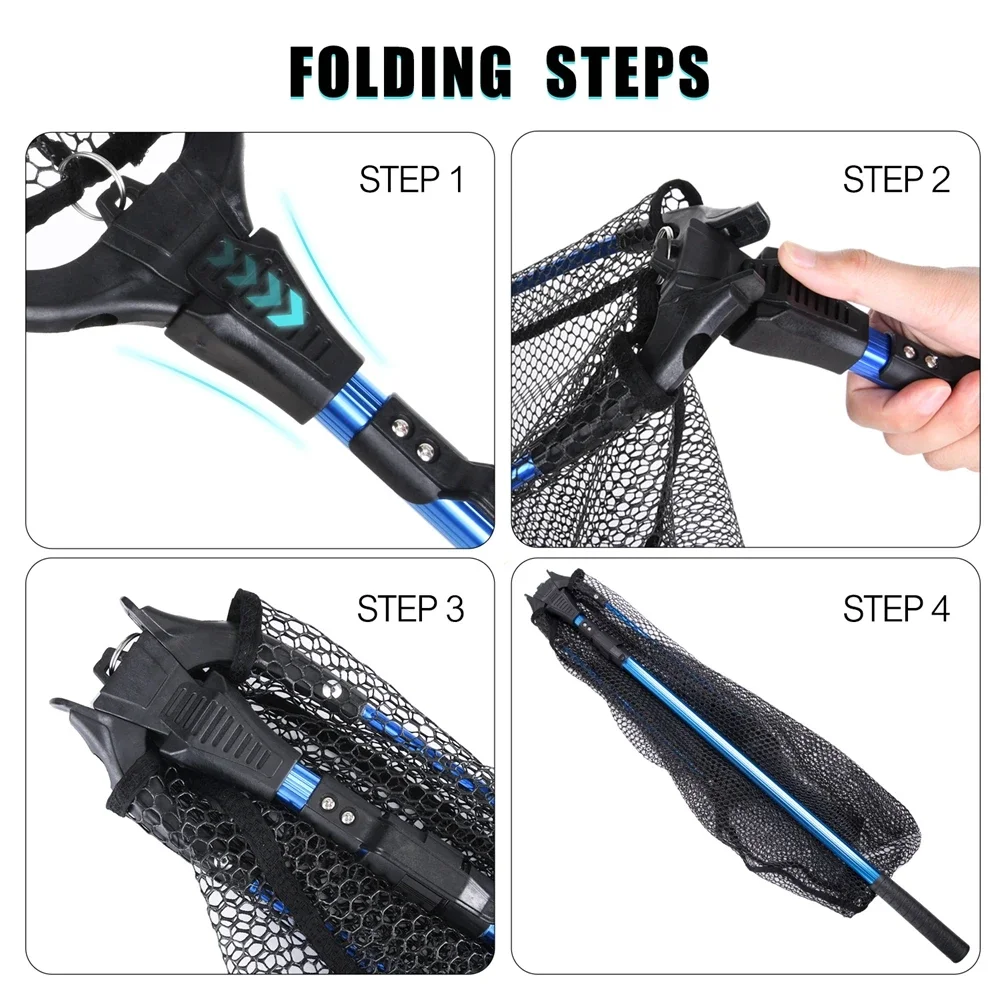 Red de pesca retráctil Goture, red de aterrizaje telescópica, red de pesca con mosca plegable, carpa, lubina, trucha, aparejos de pesca, carga máxima de 8kg - imagen 4