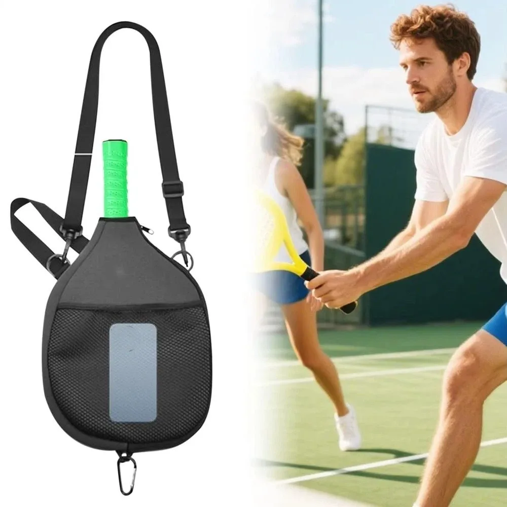 Bolso cruzado de Pickleball de gran capacidad, correa ajustable impermeable, cubierta de paleta de Pickleball, cierre de cremallera profesional - imagen 3