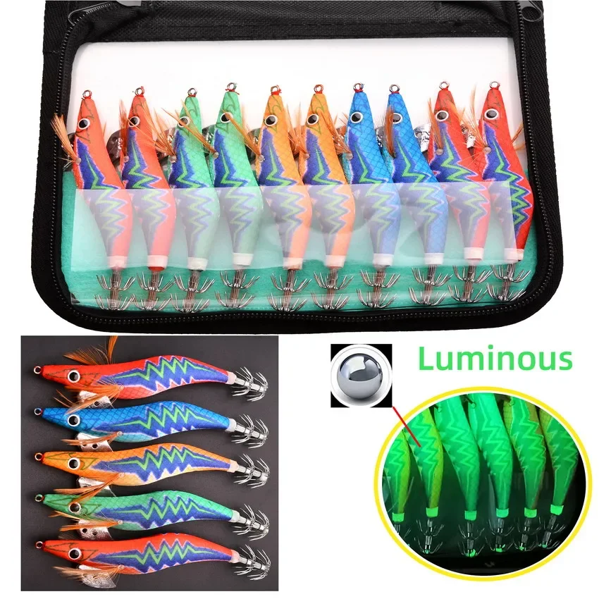 Señuelo de pesca con bola de acero, 10 piezas, con ruido y múltiples anzuelos, perfecto para atrapar calamar, pulpo, sepia y camarón - imagen 3