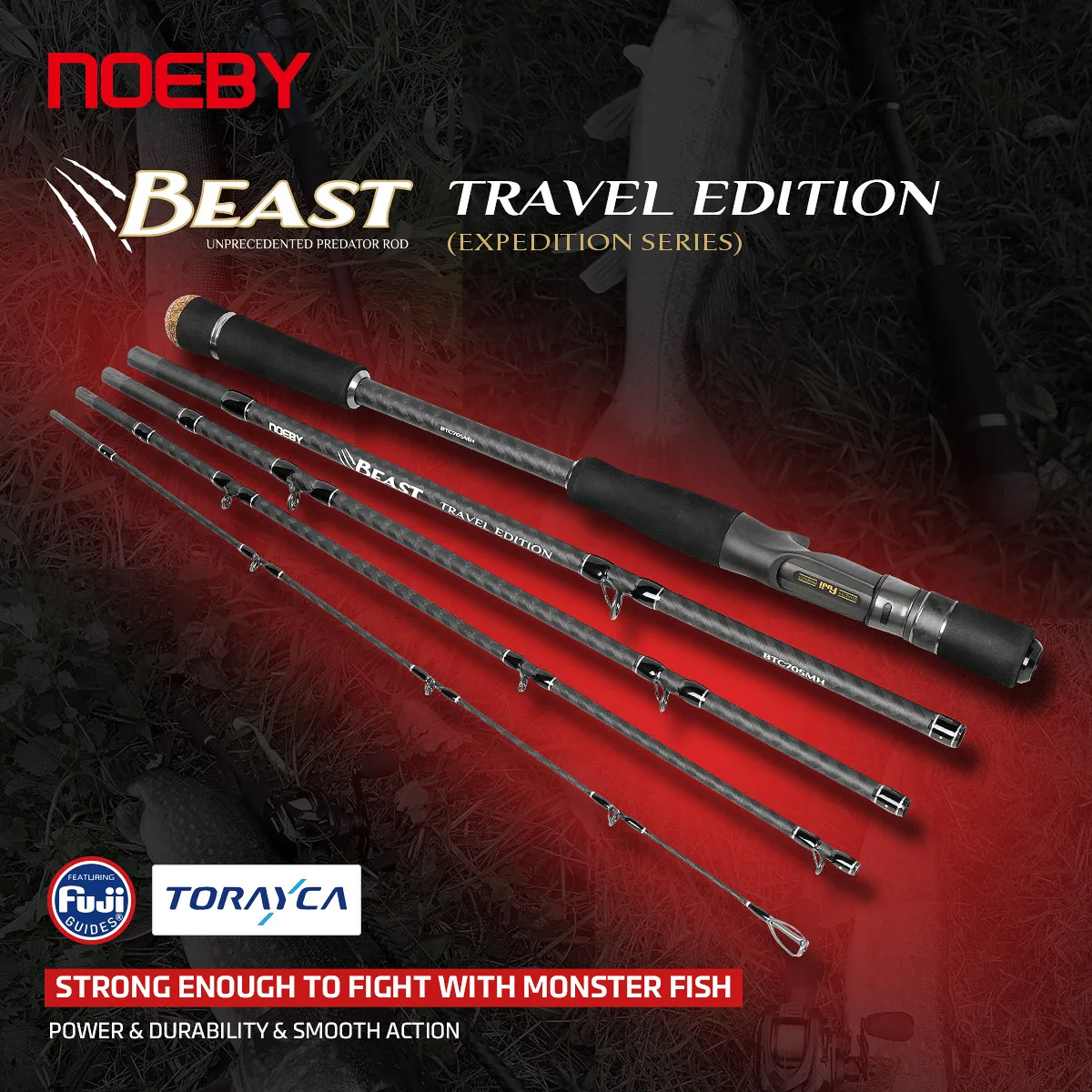 NOEBY Beast Predator Travel Edition caña de pescar 1,83 m 2,13 m fundición giratoria Fuji Toray bagre depredador cañas de pescar portátiles
