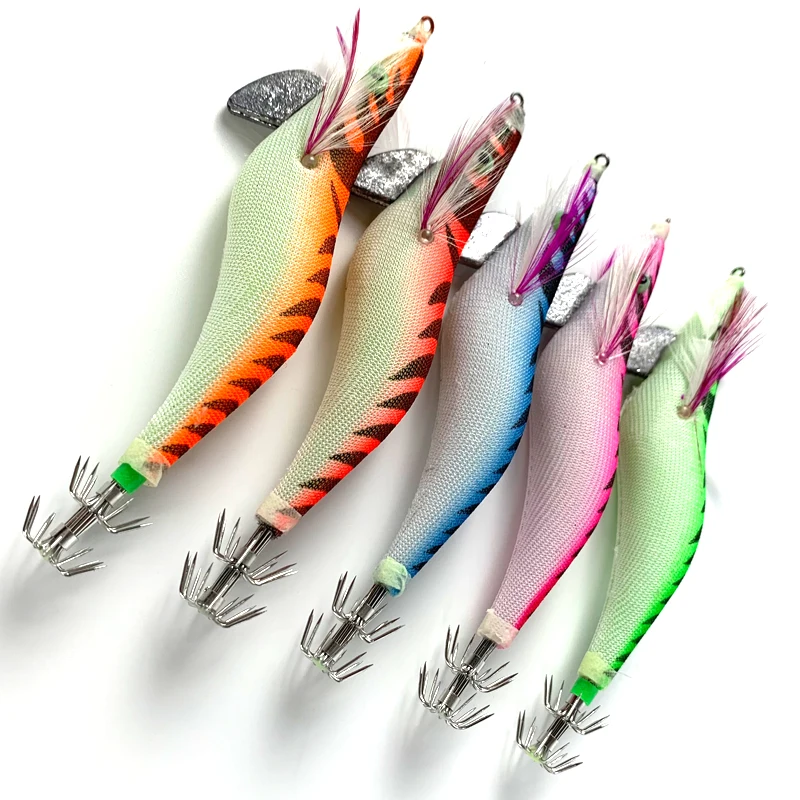 ORJD-señuelo de Pesca de Mar, anzuelo de calamar Artificial luminoso, cebo de pesca de Lucio, accesorios de aparejos de pesca, 1 piezas, camarón de madera, 2,5g, 3g, 3,5g - imagen 3