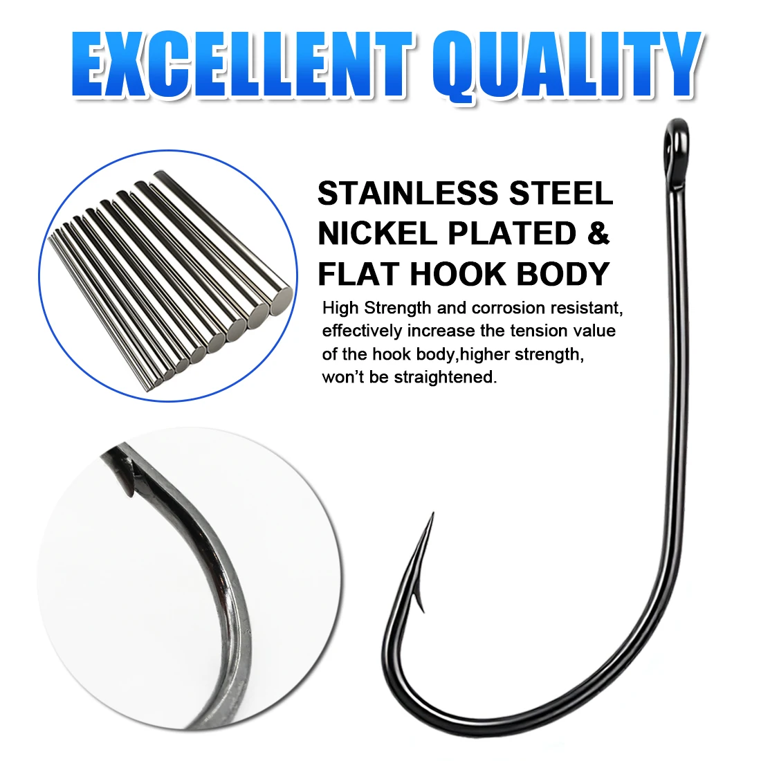 FishTrip-anzuelo de caña larga para pesca de lubina, anzuelo de cebo de gusano suave forjado, aparejo loco/Neko para agua dulce y salada, 25-50 Uds. - imagen 4