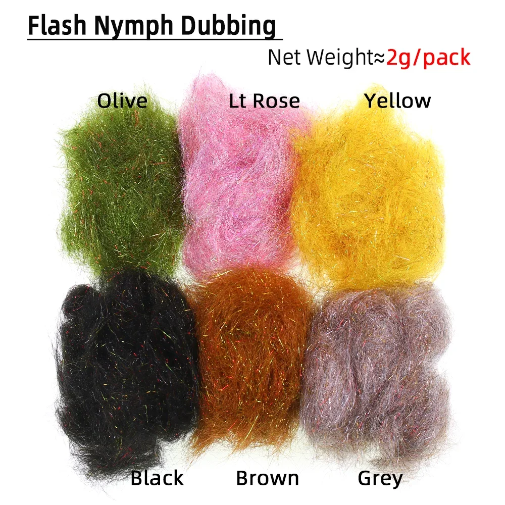 Wifreo, 2 paquetes de Material de atado de moscas de fibra sintética, Flash Ninfa, moscas de camarones, trucha, lubina, cebos de señuelo de pesca - imagen 3