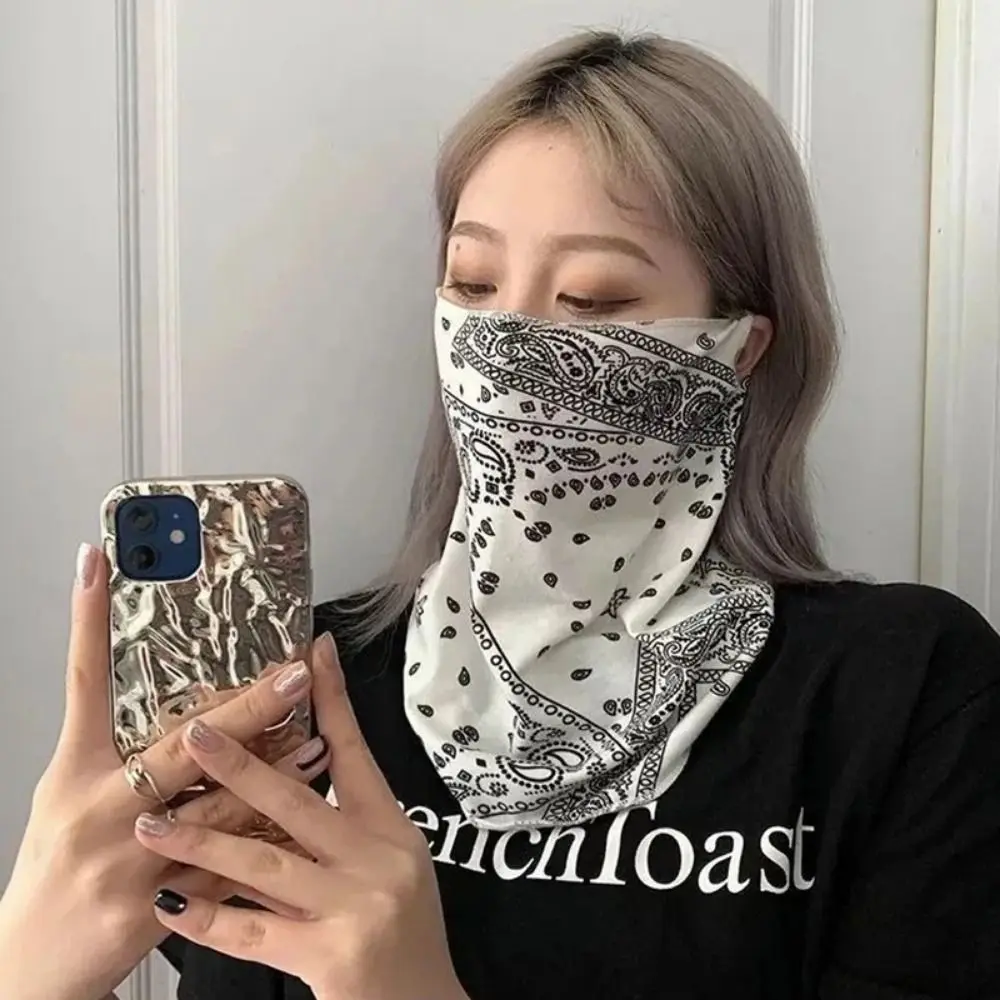 Máscara de sol de verano para hombres y mujeres, máscara de seda de hielo con orejas colgantes, Anti ultravioleta, protección de cuello de media cara, conducción, hilo facial - imagen 2