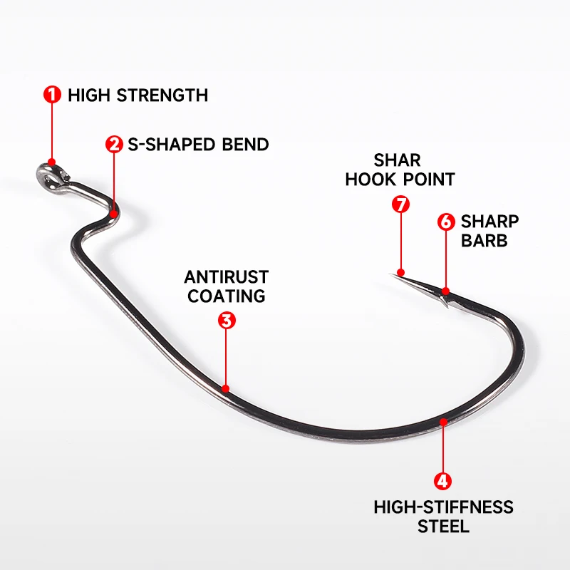 Supercontinente 10udsB94Anzuelo de pesca Offset 6 #   - 3/0 #   Anzuelo de manivela para cebo de gusano blando, anzuelo, accesorios de aparejos de pesca - imagen 4