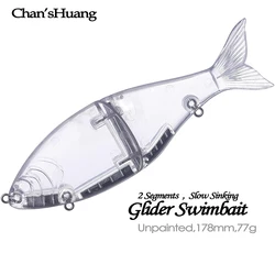 Chan'sHuang Glide Swimbait en blanco – Señuelo articulado 2 segmentos