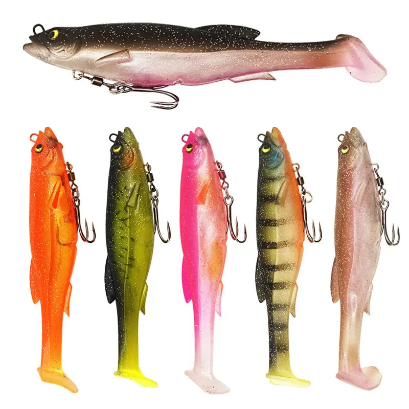 Señuelos de pesca Shad Bait Zander Pike Swimbait 12,5 cm/21g cola de paleta señuelo de plástico suave realista con gancho de agua dulce salada - imagen 4