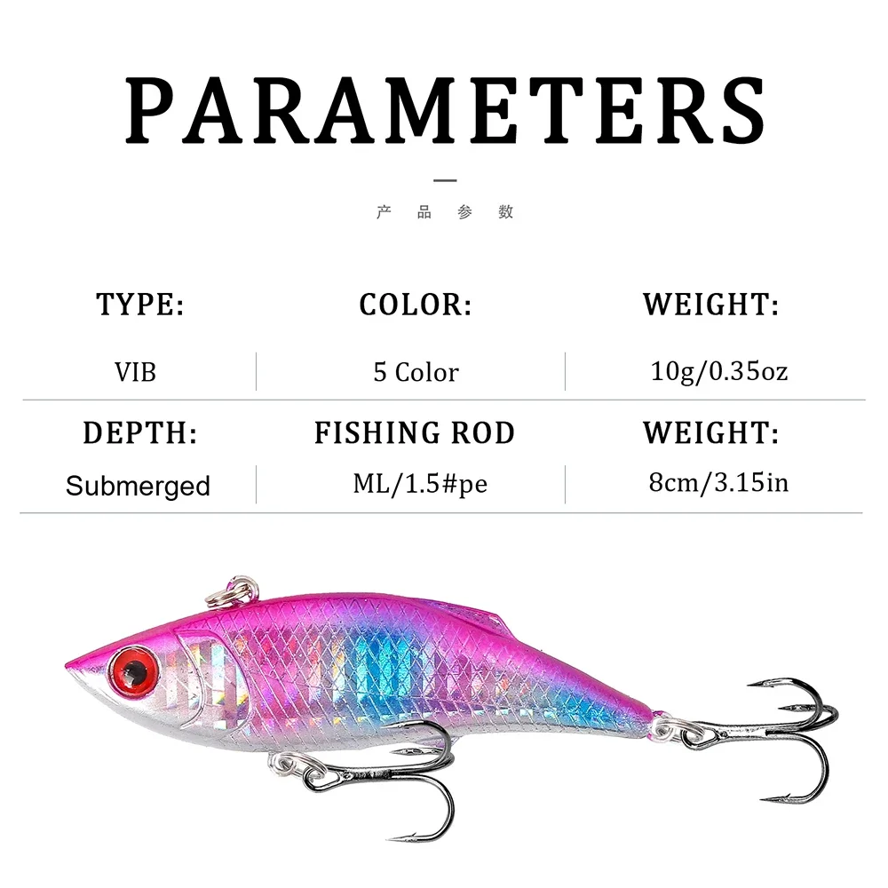 1 Uds VIB señuelo de pesca duro 7cm 10g hundimiento vibración sonajero Crankabit Wobblers cebo Artificial lubina carpa aparejos ojos 3D - imagen 2