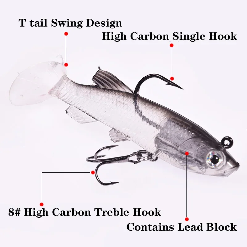 Señuelo de pesca de silicona Swimbait, 7,5 cm, 12g, cebo Artificial suave, Jig Wobblers, aparejos de pesca para mar, lubina de agua dulce, carpa, Lucio, 1 ud. - imagen 4