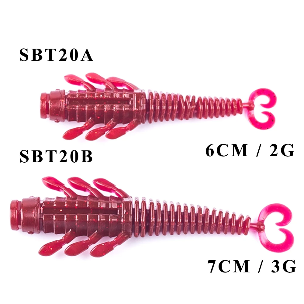 CCLTBA Señuelos de Pesca suaves, cebo de silicona de 6cm/7cm, 8 unids/lote/bolsa, gusano de camarón Artificial, señuelo suave, trucha, lubina, aparejos oscilantes - imagen 2