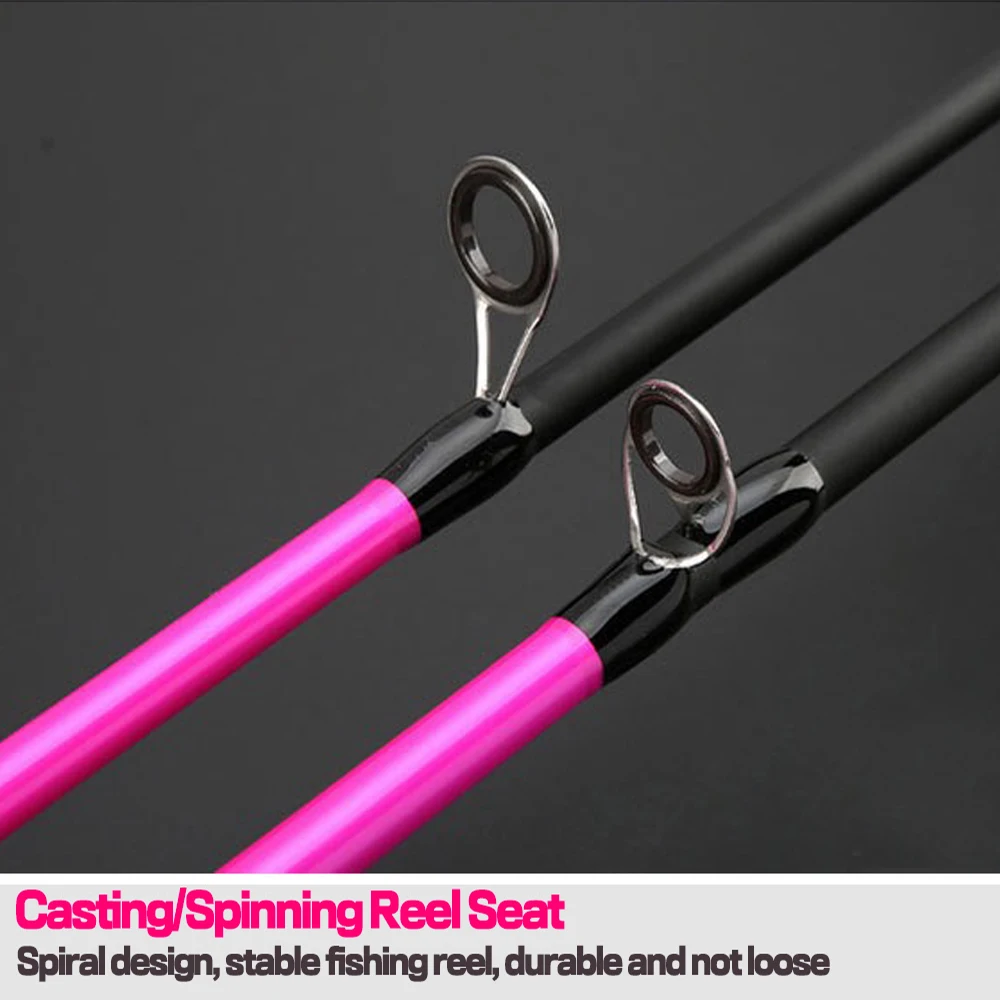 Cañas de pescar giratorias de fundición larga, 1,65 m, 1,8 m, peso del señuelo Jigging, 8g-25g ML, caña de pescar ultraligera de carbono con punta sólida, color rosa - imagen 3