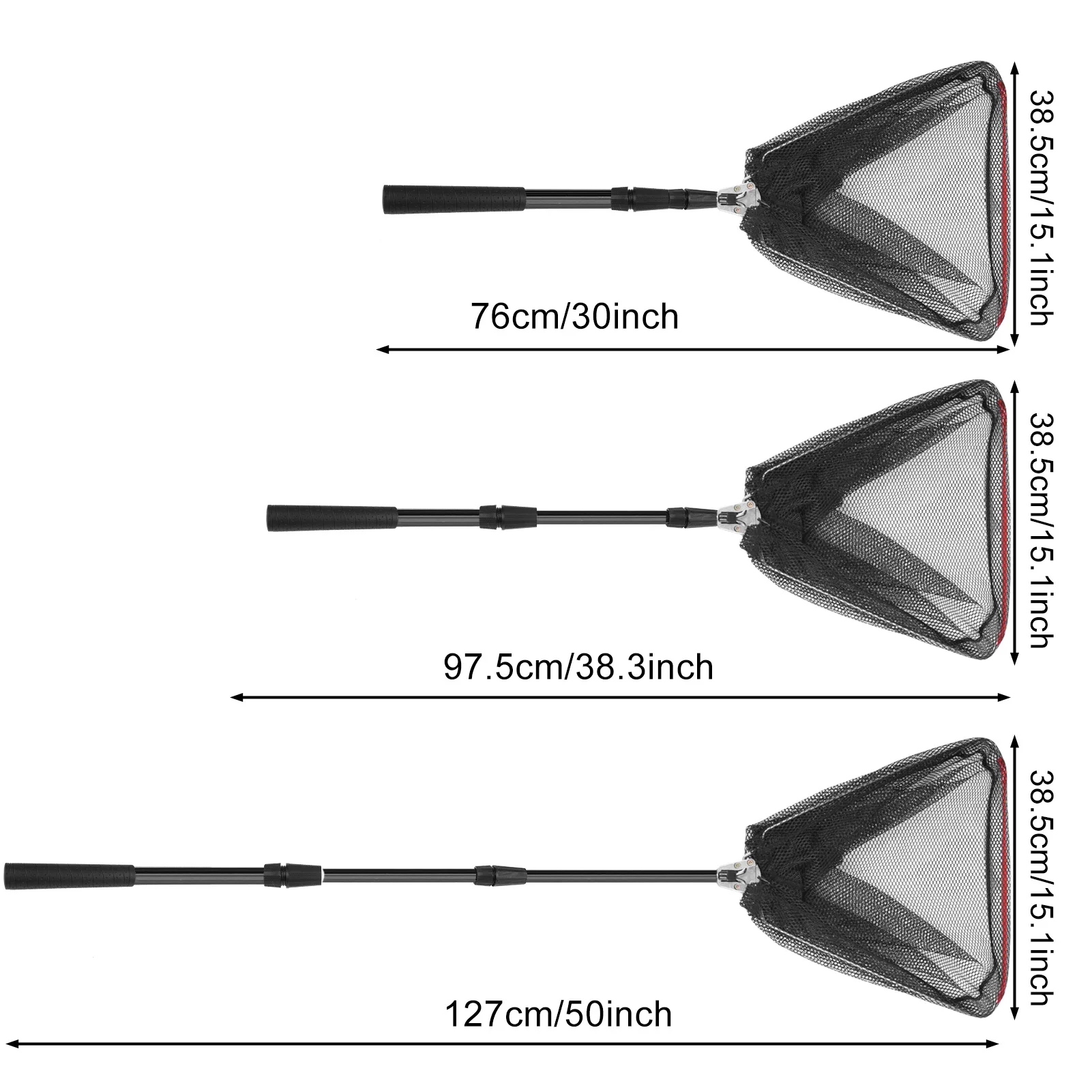 Red de pesca de aleación de aluminio de 130CM, red de aterrizaje plegable telescópica, poste retráctil para aparejos de pesca de carpa, captura y liberación - imagen 5