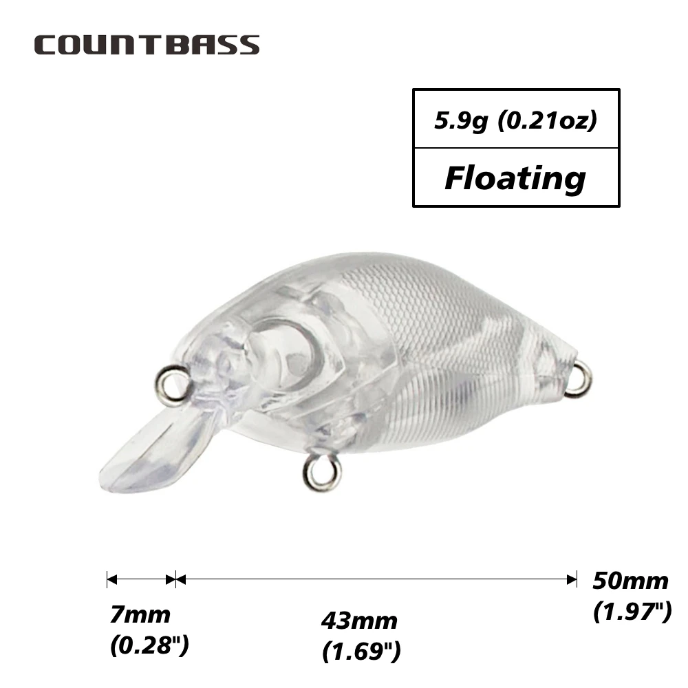 Countbass 10 Uds. Señuelos duros en blanco, Crankbait flotante 43mm/1,7 "6g/0,21oz, cebos de pesca sin pintar, enchufe, Wobblers - imagen 2
